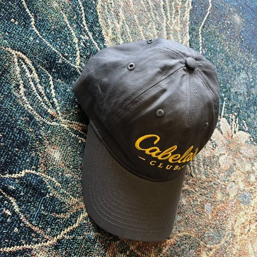 Vintage Cabela's Dark Gray Cap with Gold Embroidery Fishing Hunting Hat SnapBack